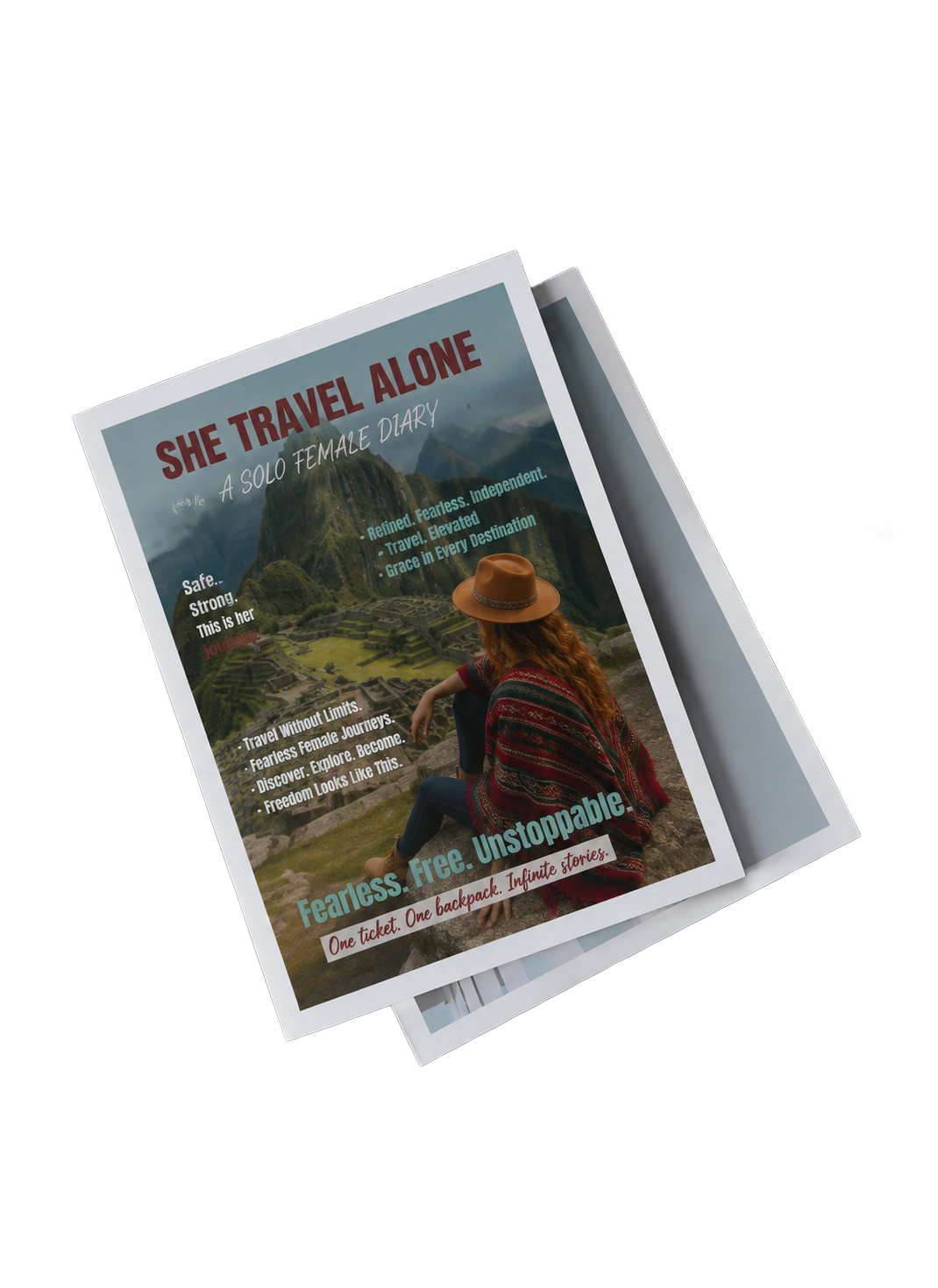 She Travel Alone magazine cover, editorial layout design